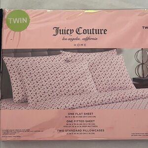 Juicy Couture Pink Cherries Twin Flat Sheet only 66 X 96” New